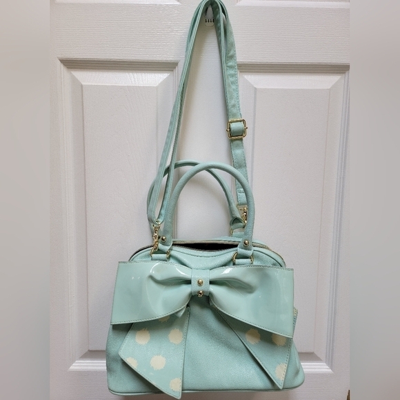 Betsey Johnson Mint Green Polka Dot Bow  Shoulder/Handbag - Picture 1 of 3